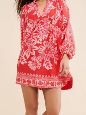 FARM RIO RED TUNIC DRESS- medium